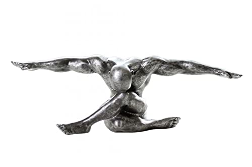 CMD Grosse repräsentative Figur, Athlet Skulptur als Kunstobjekt, Modell, Cliffhanger, silberfarbenes Finish, Größe 33 x 12 x 11 cm, tolle Geschenkidee
