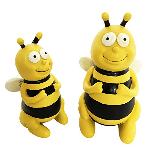 OF Gartenfiguren süsse Bienen im Set - Dekofigur Biene für außen - Wetterfest (13 & 16 cm im Set)