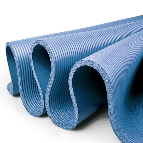 XXL Yogamatte Pilates-Matte Gymnastikmatte Fitnessmatte Fitnessmatte mit Tragegurt Phthalatfrei SGS-geprüft aus NBR 205x130x1,5 cm starke Dicke verschiedene Größen (Blau, 205x130x1.5cm)