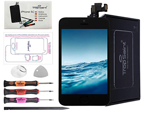 Trop Saint Display Schwarz LCD für iPhone 5C Bildschirm Komplett mit Magnetische Schraubekarte, Werkzeug und Anleitung