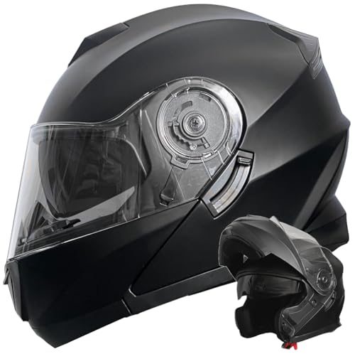 Klapphelm Integralhelm Helm Motorradhelm RALLOX 910 schwarz/matt mit Sonnenblende (XS, S, M, L, XL) Größe L
