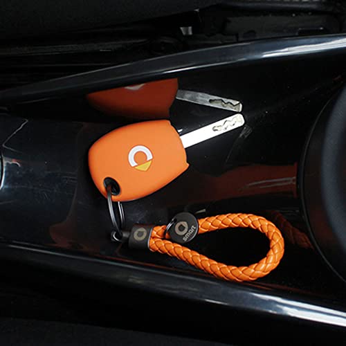 ACSUZ Auto Schlüsselanhänger, für Mercedes Smart 453 452 451 450 Fortwo Forfour Car Key Chain Schlüsselbund Innenraum Styling Zubehör with Logo,Orange-A