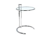 Eileen Gray Verstellbarer Tisch Höhe 62-100 cm, verchromter Stahl, Kristallglas