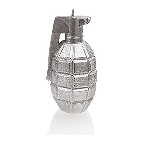 Groß Grenade Kerze | Höhe: 14,3 cm | Silber | Handgefertigt in der EU