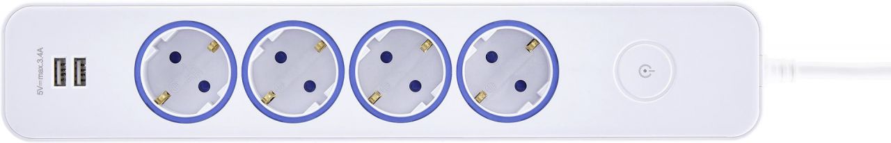 Blaupunkt Steckdosenleiste 4-fach 2m 2 x USB Anschlüssen, Touch-Schalter