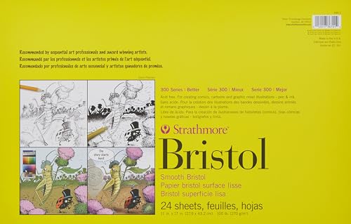 Pro-Art Strathmore Bristol Smooth Paper Lose Blätter 11 x 17 Zoll, 24 Blatt, Weiß