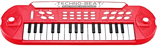Luna Keyboard m. 32 Tasten elektronisch Tisch-Keyboard rot Kinder Musikinstrument
