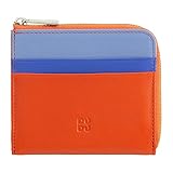 DUDU Herren-Brieftasche aus Leder mit Reißverschluss, Damen-Brieftasche, klein und kompakt. Außenreißverschluss, Münzfach und Kartenfächer Orange