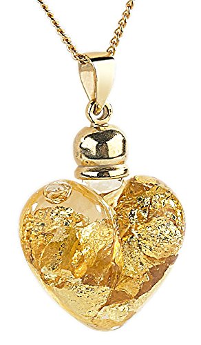 St. Leonhard Goldkette: Glas-Herzanhänger mit 23K-Blattgold inkl. vergoldeter Kette (Halskette)