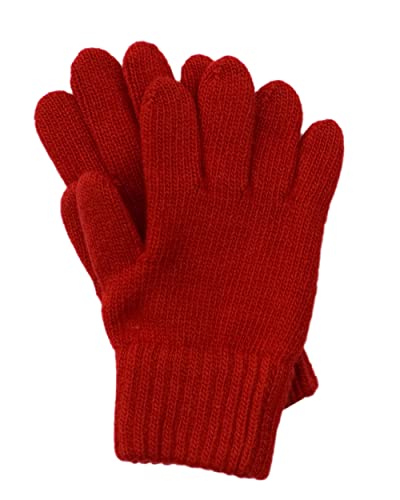 FosterNatur, Kinder Finger Handschuhe/Strickhandschuhe/Wollhandschuhe, 100% Wolle (Merino) (4, Rot)