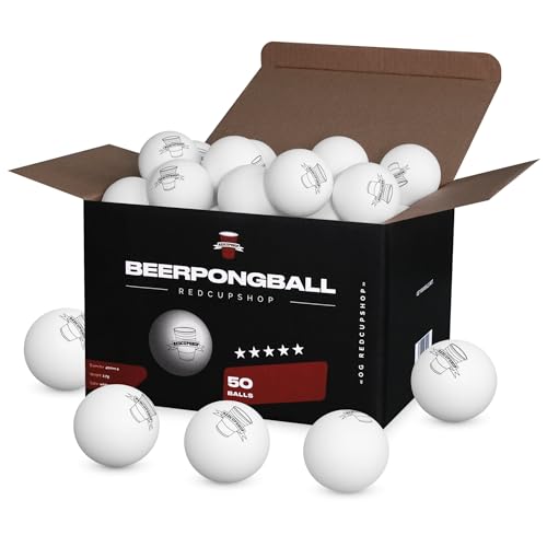 RedCupShop® Bierpong Bälle (50 Stück) | Premium Tischtennisbälle nach Wettbewerbsrichtlinien | Perfekte Spieleigenschaften für Bierpong, Trinkspiele & Tischtennis