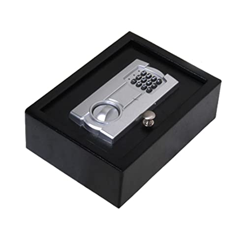 MICEL - 13384 - Safe mit elektronischem Schloss, mit 3-8-stelligem Code und Sicherheitsschlüssel, inkl. 4 AA-Batterien und zwei Schlüsseln, Schwarz, 300 x 220 x 100 mm
