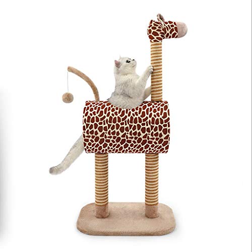 QIFFIY Kratzbaum Giraffe Kratzbaum, Katze Kratzbaum Eigentumswohnung, Plüsch Kätzchen Aktivität mit Kratzbäumen Pet Play House, Katze Interaktives Spielzeug Katzenbaum (Color : Giraffe)