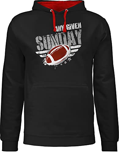 Shirtracer American Football - Any Given Sunday Football - XL - Schwarz/Rot - JH003 - Kontrast Hoodie