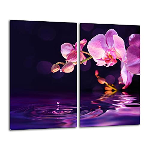 FTB Gsmarkt Herdabdeckplatten Schneidebrett Set 2x30x52 Glasbild Orchidee