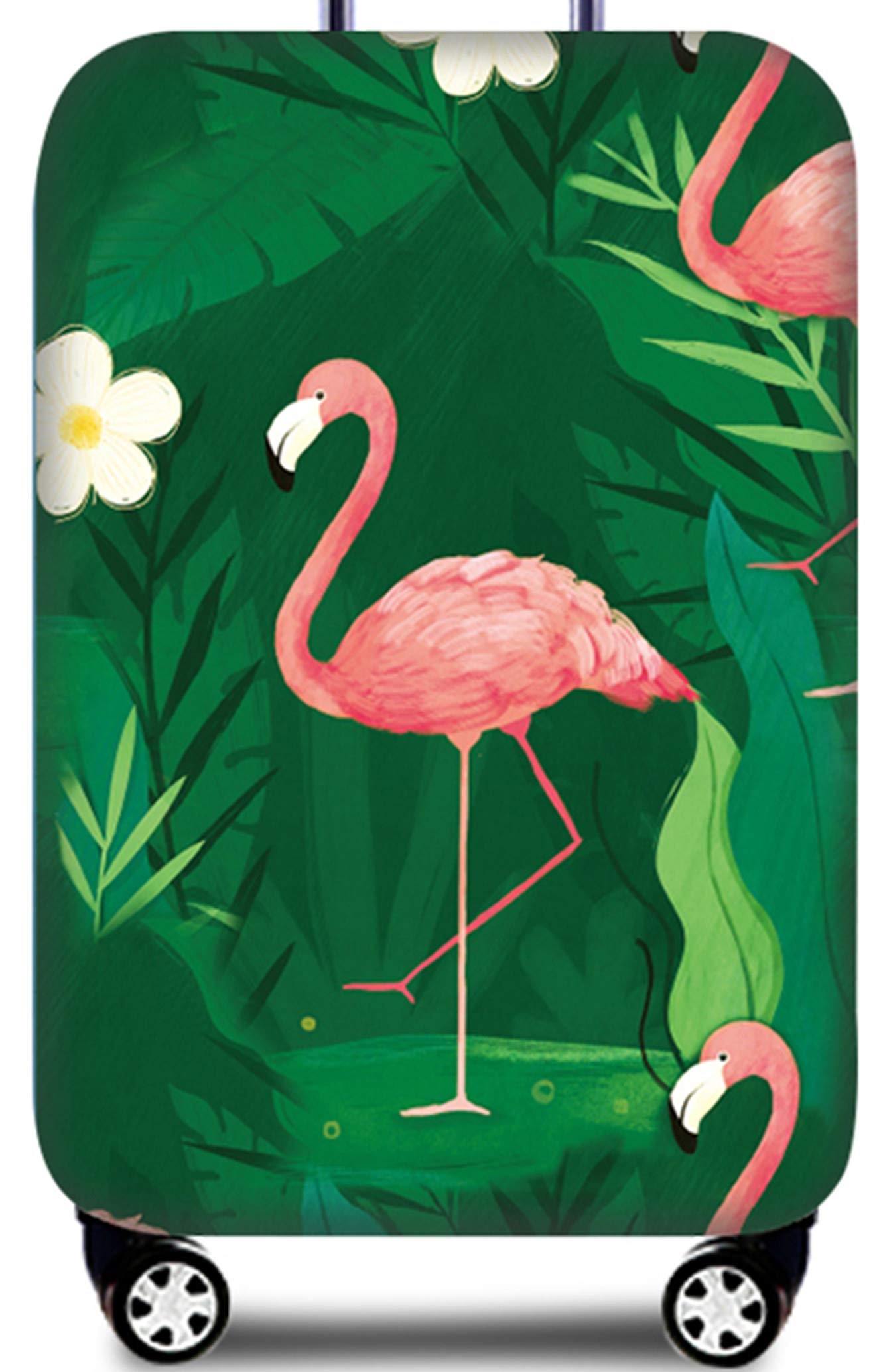 Hayisugal Kofferschutzhülle elastische Kofferschutzbezug extra dick Gepäckschutz Kofferbezug Kofferhülle Luggage Cover Koffer Hülle Schutzbezug mit Reißverschluss, Flamingo-12, L (25-28 Zoll)