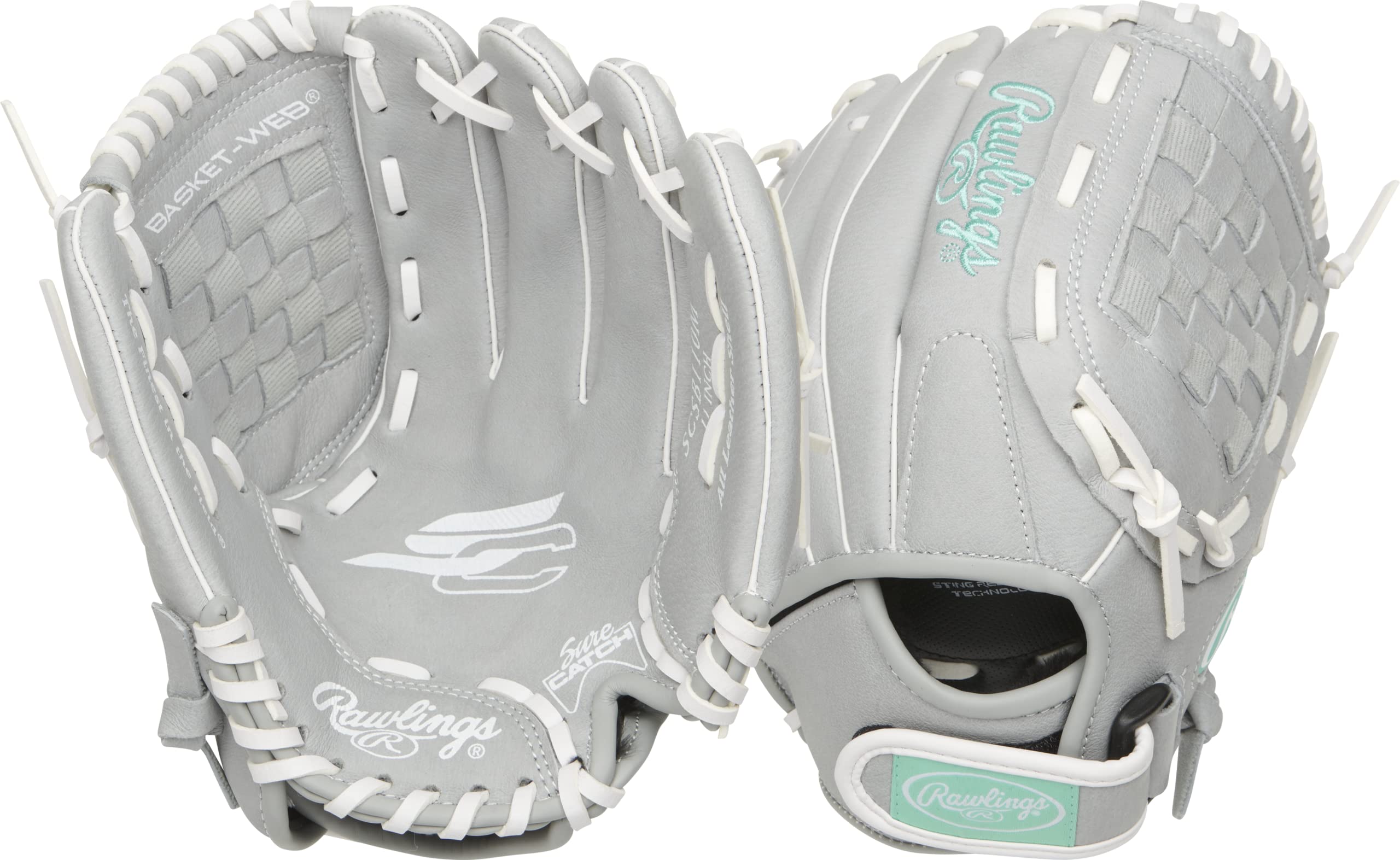 Rawlings Sure Catch Series Fastpitch Softball Glove, Basket Web, 11 inch, Right Hand Throw