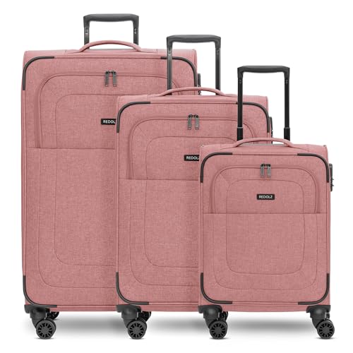 REDOLZ Koffer-Set 3-teilig für Damen & Herren | leichte & stabile Reise-Trolleys, hochwertiges Softcase, 4 Doppelrollen & TSA-Schloss |erweiterbar mit Dehnfalten (Essentials 12)
