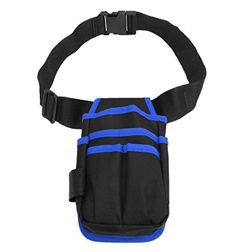 Fournyaa Outdoor Portable Multifunktions Durable Hüfttasche, Oxford Tuch Werkzeugtasche, Werkzeugtasche mit Hüftgurt für Arbeiter Reparatur (blauer Rand mit Gürtel)
