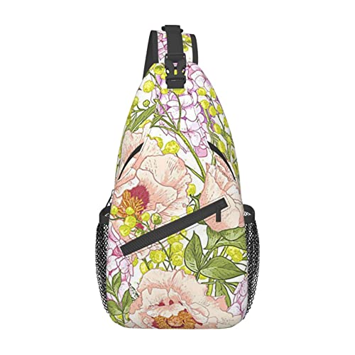 Schulterrucksack mit Blumendruck, leicht, faltbar, wasserabweisend, für den täglichen Gebrauch, Schwarz , Einheitsgröße