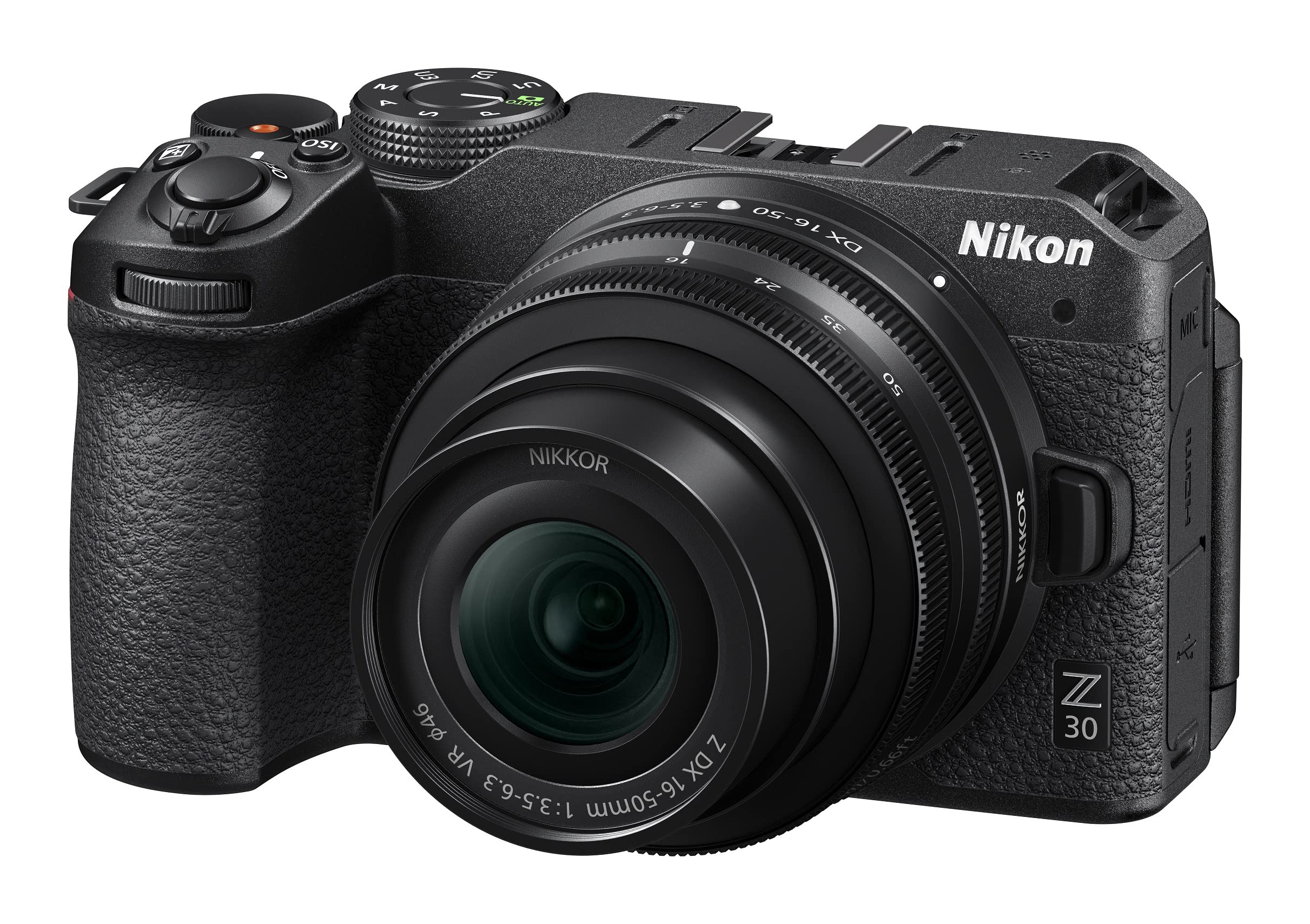 Nikon Z 30 Kit DX 16-50 mm 1:3.5-6.3 VR (20,9 MP, 11 Bilder pro Sekunde, Hybrid-AF mit Fokus-Assistent, ISO 100-51.200, 4K UHD Video mit bis zu 125 Minuten Länge) Schwarz
