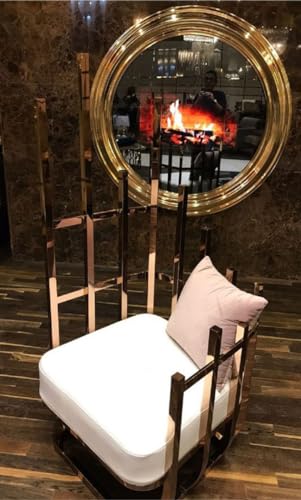 Casa Padrino Luxus Designer Sessel Linke Seite mit Kissen Weiß/Grau/Gold 68 x 68 x H. 153 cm - Wohnzimmer Möbel - Hotel Möbel - Luxus Möbel