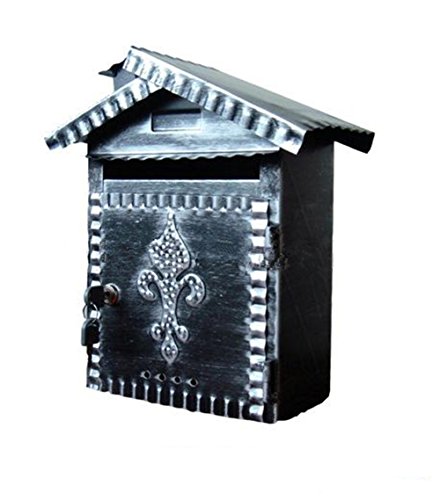 Sport Tent-Briefkasten Edelstahl Postkasten Antik-Look Mailbox Letterbox abschließbare Wandbriefkasten Zeitungskasten mit klappe, schwarz (B)