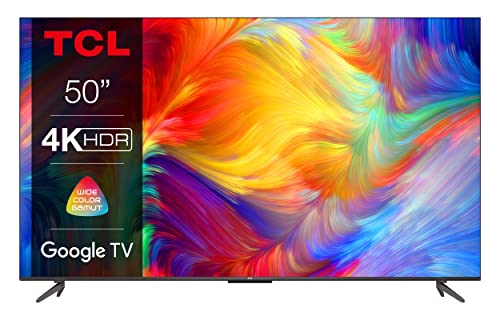 TCL 50P739 50 Zoll Fernseher, 4K HDR, Ultra HD, Smart TV Powered by Google TV, Rahmenloses Design (Dolby Vision & Atmos, Freihändige Sprachsteuerung, Kompatibel mit Google Assistant & Alexa)