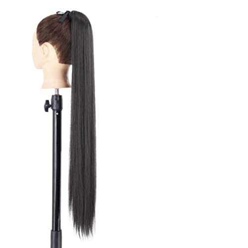 Glattes Synthetik-Haarteil mit Pferdeschwanz 85 cm, super lang, umwickelt, Clip-In-Haarverlängerungen, Pferdeschwanz, für den täglichen Gebrauch-D-2,55 cm