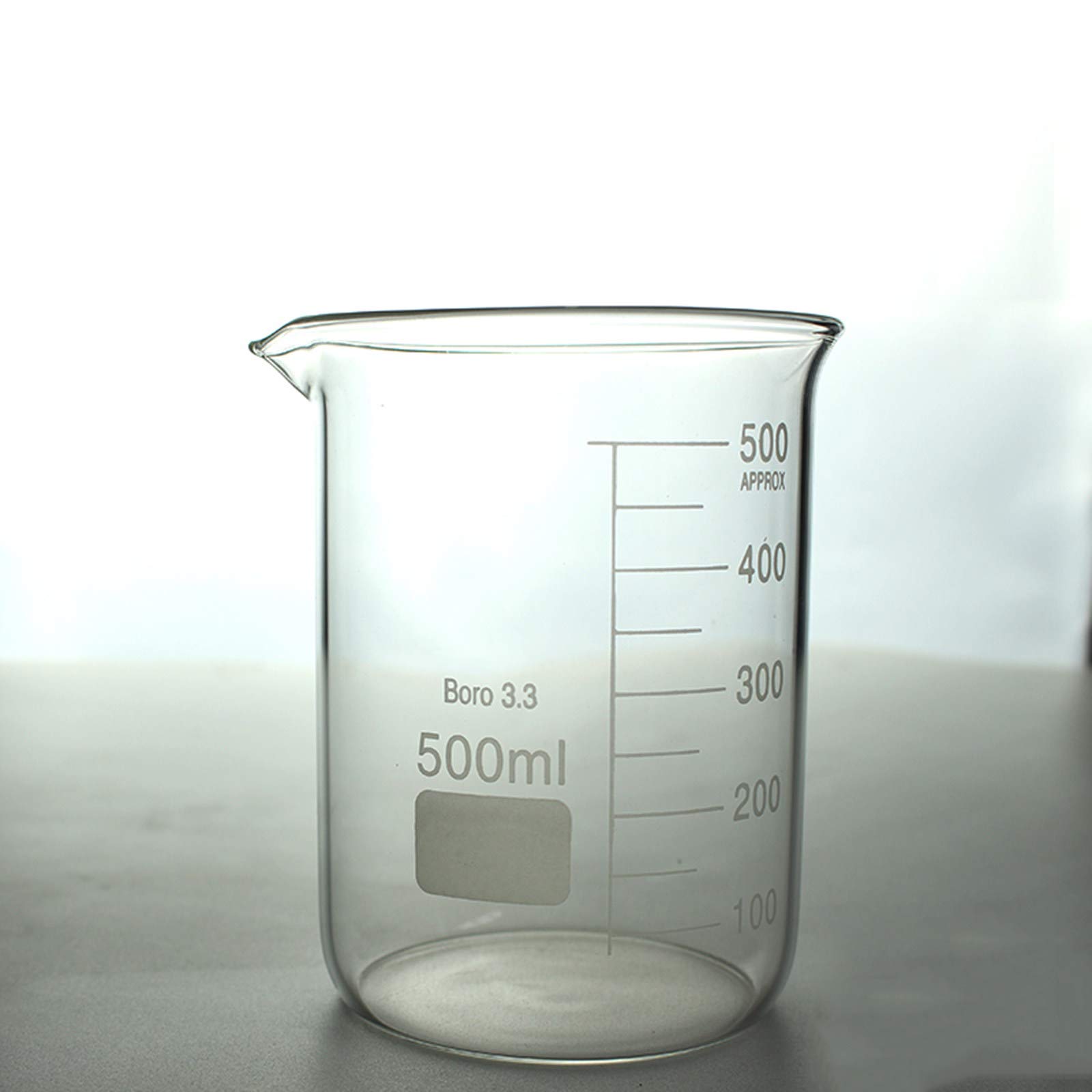 BrightFootBook Abgestufter Glasbeche,Becherglas niedrige Form,Hohe Temperaturbeständigkeit,Für Labor-,Wissenschaftliche Experimente,150Ml/250Ml,500ml