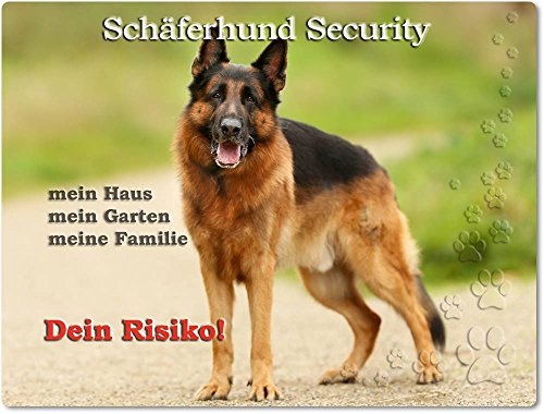 Merchandise for Fans Warnschild - Schild aus Aluminium 30x40cm - Motiv: Schäferhund Security (01)
