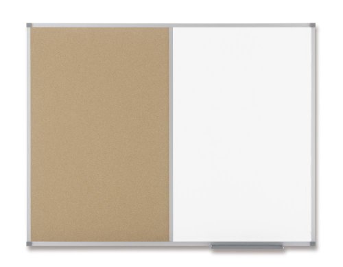 Nobo Classic Kombitafel mit Aluminiumrahmen (Kork/magnethaftendes Whiteboard, 60 x 90 cm) weiß/braun