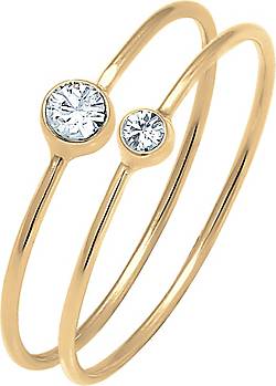 Elli, Ring Set Basic Trend Kristalle 925 Silber in gold, Schmuck für Damen 2