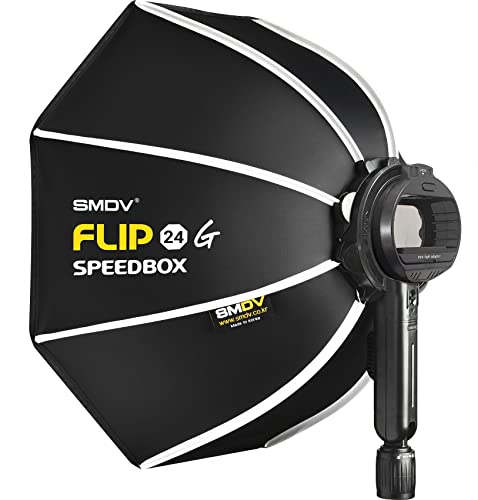 Impulsfoto SMDV Softbox Speedbox-Flip 24 | 60 cm Ø | 525 x 130 mm | Einsatzbereit in 1 Sek. | Anpassbarer Speedlite-Adapter