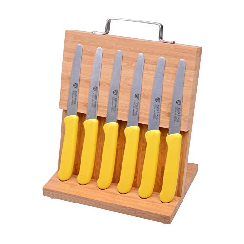 GRÄWE Magnet-Messerhalter Bambus mit Brötchenmessern gelb