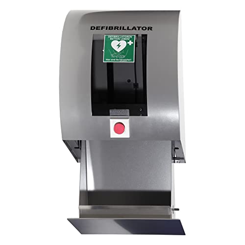 MedX5 Universal Defibrillator AED Außenwandkasten beheizt, Wandschrank klimatisiert, mit Alarmen, beleuchtet, IP55 (Staub- Spritzwasserschutz), Farbe: Grau