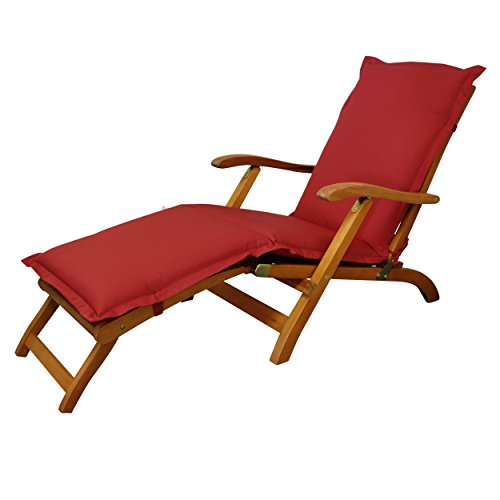 IND-70436-AUDC Deck Chair Auflage Premium, extra dicke Polsterauflage für Liegestuhl mit Reißverschluss, 190 x 50 x 9 cm, Rot