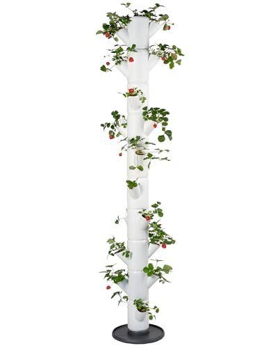 GUSTA GARDEN Sissi Strawberry (Infinity, weiß) - Pflanzgefäß/Topf für Erdbeeren - für Balkon und Garten