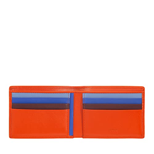DUDU Herren Brieftasche RFID-Schutz abgeschirmt aus Leder Klein platzsparend mit Kreditkarten-Fächern Orange