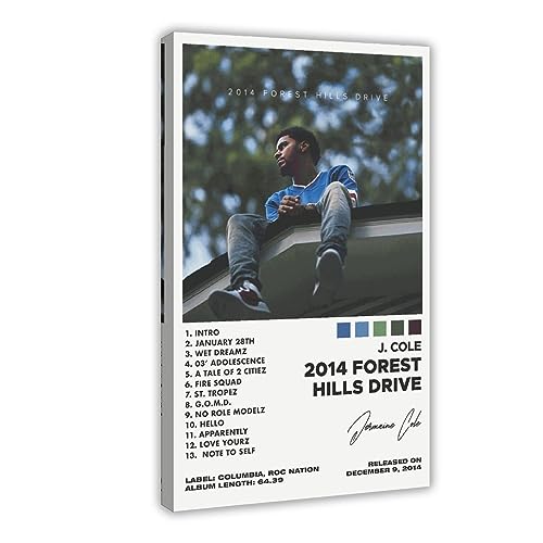 ppARK J.Cole II Rapper Album Cover Leinwand Poster Musik Drucke, Raum Ästhetische Wandkunst für die Raumdekoration von Teenagern Rahmen 12x18 Zoll