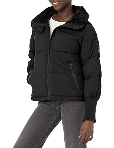 DKNY Damen Dkny Outerwear Women's, Quilted Jacket, Zipfront With Collar And Pockets JACKET, Schwarz, M EU