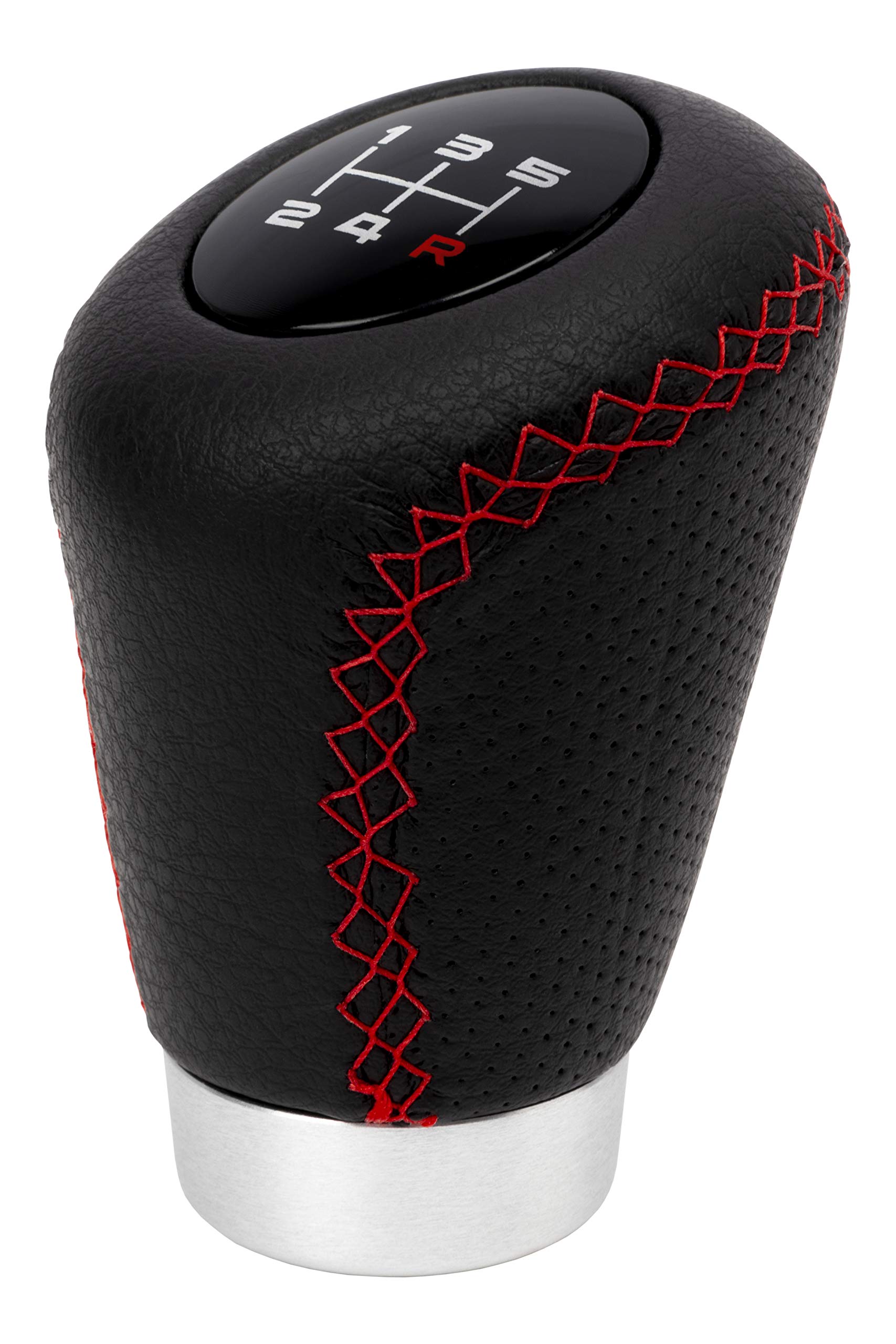 Bc Corona Sport - Kurzer Schaltknauf mit Abzug, 27 mm, Schalthebel, Leder, schwarz und rot.