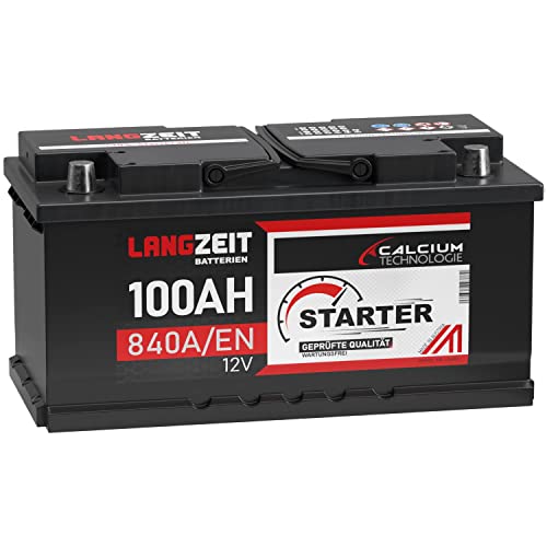 LANGZEIT Starter Serie 12V 44Ah - 105Ah Autobatterie Starterbatterie PKW KFZ Batterie (100Ah)