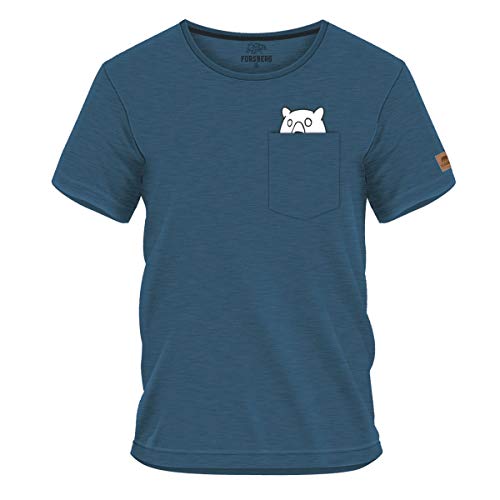 FORSBERG Ölbrorson T-Shirt Brusttasche mit prostendem Bier Bär Funshirt Rundhals bequem robust, Farbe:blau, Größe:4XL