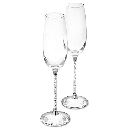 Bulary 2PCS Glas Kristall Basis Strass Champagner Glas Becher