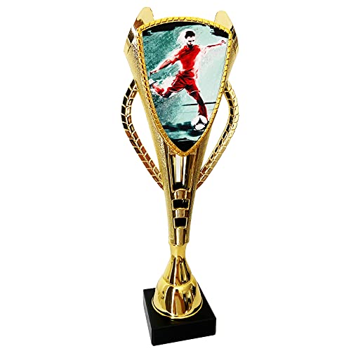 Larius Fußball Ehrenpreis - Pokal (Extra Gross 30cm) Trophäe Goldener Schuh Ball - Torschützenkönig (Fussball Champion, ohne Wunschtext)