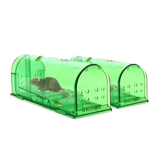 Mausefalle aus Edelstahl 2 Stück transparente Wiederverwendbare Maus-Kleintierkäfig-Mausmausefalle (Color : Green)
