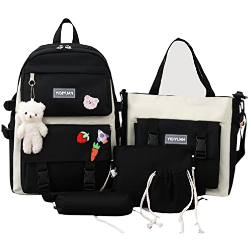Dificato Schulrucksack für Mädchen | 5 in 1 Schulrucksack Combo Set | Teens Bookbag Set inklusive Rucksack, Federmäppchen, kleine Aufbewahrungstasche, kleine Umhängetasche