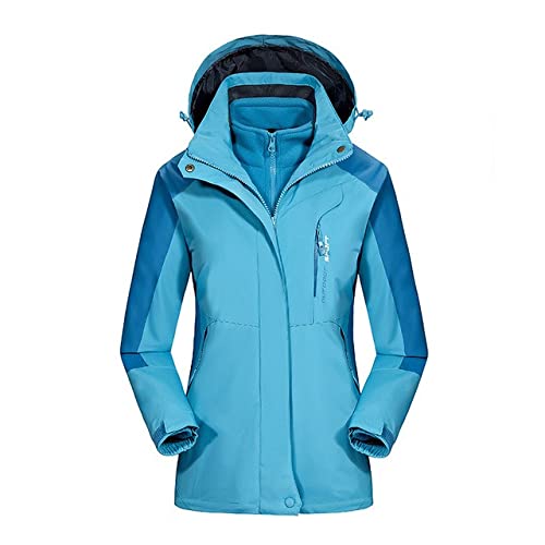 Damen 3 In 1 Skijacke Mit Fleece Jacke Wasserdicht Winddicht Warm Winterjacke Doppeljacke Outdoor Regenjacke Funktionsjacke A,3XL