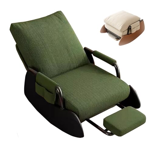 XRRJFYH Schaukelsessel mit Fußstütze Stillsessel Lesesessel Schaukelstuhl Schaukelstuhl Stillen Relaxstuhl Rocking Chair Schaukelstühle (Color : Green-Black)